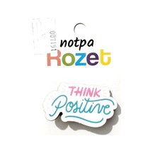 Notpa Rozet Ahşap Think Positive - 3 Adet Çok Renkli
