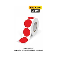 Yuvarlak Kesim Ambalaj Etiketi - Kırmızı Renk - 3cm - 500 Adet