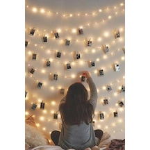 Peri Led Işık 10 Metre (Sarı) Pilli + 50 Adet Küçük Mandal Sarı