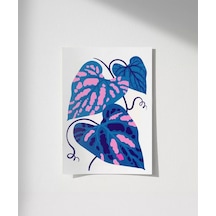 Çerçevesiz Poster Mavi Ve Pembe Yaprak Dansı
