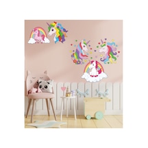 Gökkuşağı Ve Kalpler Unicornlar Duvar Sticker 50x75 Cm