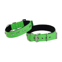 Actirex Neon Kemik Desenli Köpek Boyun Tasması Yeşil M 3 x 42 - 50 CM Yeşil
