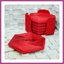 Gees Global 3d Baskı Super Fidget Coaster Seti - Altıgen Desenli Bardak Altlığı Ve Tutucu-kırmızı Gbzs