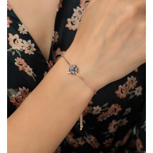 925 Ayar Gümüş Asansörlü Mistik Topaz Taşlı Yonca Kadın Gümüş Bil