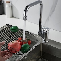 Mafsallı Krom Eviye Bataryası Modern Tasarım Ve Kullanım Kolaylığı Açık Gri