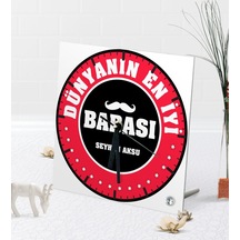 Kişiye Özel Dünyanın En İyi Babası Masaüstü Kare Cam Saat-7