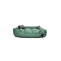 Küçük Irk Köpek Yatağı Yıkanabilir Yüksek Kaliteli Kumaş Pati İşlemeli - 50 X X40 Cm - Su Yeşili