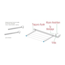 TEMAKS Balkon Küpeşte Çamaşır Kurutma Askılığı 50 MM Boru Krom