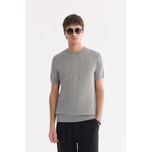 Avva Erkek Gri Bisiklet Yaka Kolay Ütülenen Kırışmaz Regular Fit Triko T-shirt A61y5032