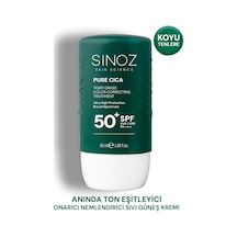 Sinoz Pure Cica Tiger Grass Anında Ton Eşitleyici Onarıcı ve Nemlendirici Sıvı Yüz Güneş Kremi SPF50+ PA++++ 50 ML