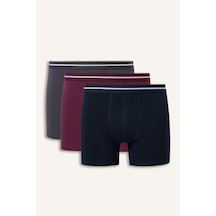 Defacto Regular Fit Çizgili Beli Lastikli 3lü Boxer Paketi I1735ax26aupr102 Mor-pr102
