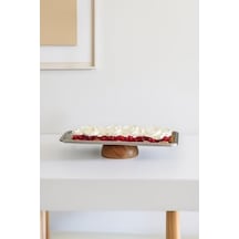 Çelik Ahşap Ayaklı 33 Cm Servis/sunum Tepsisi 15cm