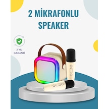 Hubrendy Tekno Kablosuz Karaoke Hoparlör Çift Mikrofon Ve Led Işıklı