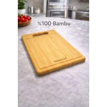 Bambu Kesme Tahtası Su Oluklu 30x24 Naturel