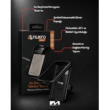 Nukro Tech M18-54 Gidon Bağlantılı Su Geçirmez Telefon Tutucu Siyah