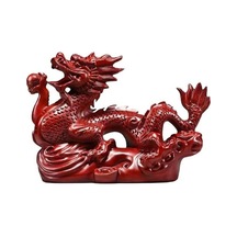 Kırmızı Ejderha Süs Çin Feng Shui Ejderha Heykeli Şanslı Ahşap Hayvanlar Heykelcik Ofis Ev Dekorasyon İçin 12cm