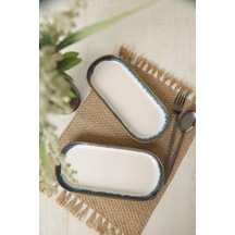 Reaktif Kobalt Noyan Kayık Tabak 26 Cm 2 Adet Q82 Çok Renkli