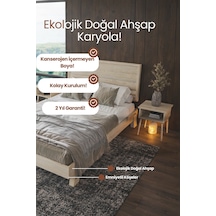 Renazzo Hüma Yatay Başlıklı Masif Ahşap Karyola Natürel 150x200 Natürel - 150 X 200
