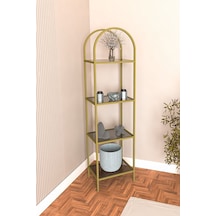 Mona Gold Köşe Kitaplık Dekoratif Aksesuar Rafı Mutfak Rafı 40cm Füme Camlı