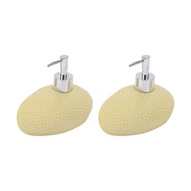 Banyo Seti Sıvı Sabunluk 2 Adet Sarı Petek Desenli Poliresin 14x8 Sarı
