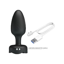 Lilitu Shop Usb'den Manyetik Şarjlı 10 Farklı Titreşimli 5 Led Işıklı Silikon Anal Plug - Osborn