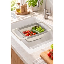 Ayarlanabilir Katlanır Süzgeç 6300 Ml Uzatılabilir Saplı Lavabo Üstü Sebze Meyve Yıkama Ve Süzme Aparatı Bej - 934813028 Diğer