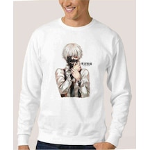 Anime Tokyo Ghoul Anteiku Baskılı Beyaz Erkek Örme Sweatshirt (528446791)