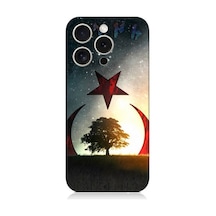 Apple Uyumlu iPhone 15 Pro Göktürkçe Türk Ve Ağaç Bayrak Desenli Silikon Kılıf