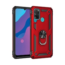 Huawei Y6p Kılıf Sofya Yüzüklü Silikon Kapak - Kırmızı -
