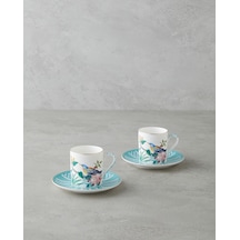 Freesia New Bone China 4 Parça 2 Kişilik Kahve Fincan Takımı 90 Ml Mavi