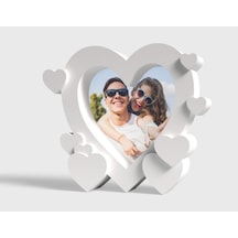 Çoklu Kalp Tasarımlı 3d Fotoğraf Çerçevesi - Sevgiliye Özel Hediyelik Masa Üstü Dekoratif Resim Çerçevesi