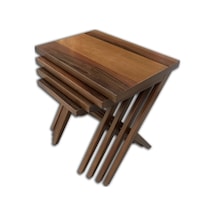 Çapraz X 4'Lü Ceviz Kaplamalı Zigon Sehpa (519001738)