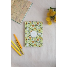 Çiçekli Bez Ciltli Defter / Çizgisiz Sarı