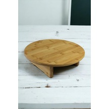 Tr Bambu Ayaklı Sunumluk, Servis, Kesim Tahtası Çap 32cm Genel