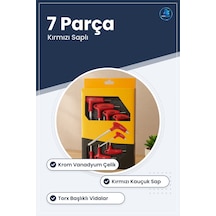 7 Parça Torx Alyan Seti Krom Vanadyum Çelik Kırmızı Saplı Otomoti