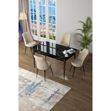 Canisa Concept Zen Serisi 80x132 Mdf Açılabilir Siyah Mermer Desen Masa Takımı Ve 4 Krem Sandalye Masa Siyah Sandalyeler Krem Canisa Concept Zen Serisi 80x132 Mdf Açılabilir Siyah Mermer Desen Masa Takımı Ve 4 Krem Sandalye Masa Siyah Sandalyeler Krem