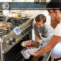 Pazly Dokunmatik Ekran Dijital Et Termometresi Prob Lcd Arka Işık Mıknatıs Zamanlayıcı Alarm Gümüş Gümüş