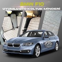 Bmw F10 Bej Renk Tay Tüyü Cepli & Terletmez Sırtlı Oto Koltuk Minder Seti - Koltuk Koruma Kılıfı Ön & Arka Tam Set