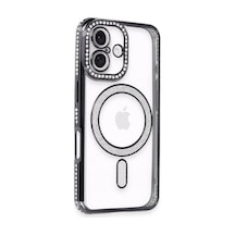 Apple İphone 16 Kılıf Joke Simli Magneticsafe Kılıf - Siyah