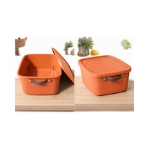 1 Adet 15 Litre Saklama Kabı, Çok Amaçlı Düzenleyici Kapaklı Kutu, Dekoratif Saklama Kutusu, 35x25x22 Cm Kiremit