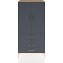 Hyperion Dolap Tek Raflı 4 Çekmeceli Tek Askılı 88x44x182 Çam-antrasit Atlas Çam