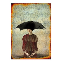 Tablomega Ahşap Mdf Puzzle Yapboz Soyut Şemsiyeli Kadın