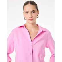 Koton Regular Fit Uzun Kollu Kaçık Yaka Modal Kumaş Gömlek Pembe 6sak60306pw Gül