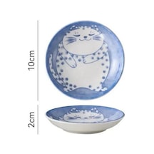 B Japon Tarzı Seramik Tatlı Sos Tabağı Sofra Yaratıcı Sevimli Karikatür Şanslı Kedi Desen Su Damlası Şekli Meyve Suşi Tabakları