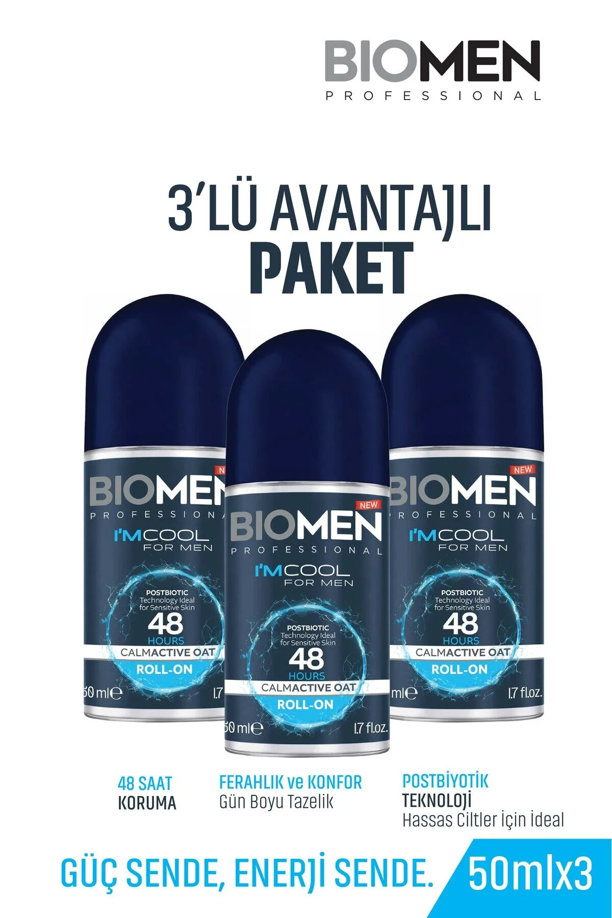 Roll-on For Men Ferahlatıcı Etki I'm Cool 3x 50 Ml