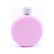 Paslanmaz Çelik Cep Matarası Taşlı Kapak - Pembe 5oz 148 Ml