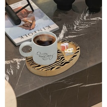 Kişiye Özel Modern Art Tasarımlı Doğal Ahşap Tabaklı Türk Kahvesi Fincanı Sunum Seti Model 18