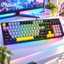 Kablolu Mekanik Gaming Klavye Rgb Aydınlatmalı Blue Switch Tam Boy Türkçe Q 26 Tuş Anti-ghosting