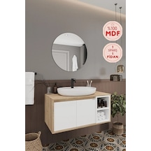 Gül Beyaz 90 Cm Banyo Dolabı Ayna Lavabo Beyaz