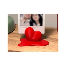 Erimiş Kalp Figürlü 3d Baskılı Polaroid Fotoğraf Standı - Romantik Fikri Kırmızı 2 adet
